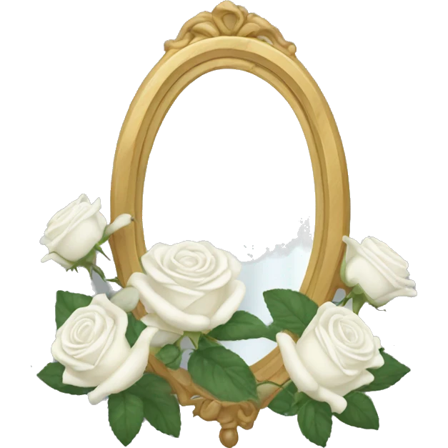 light academia mirror and white roses emoji