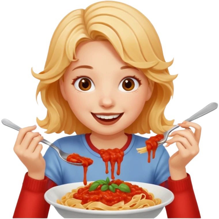 girl eating pasta emoji