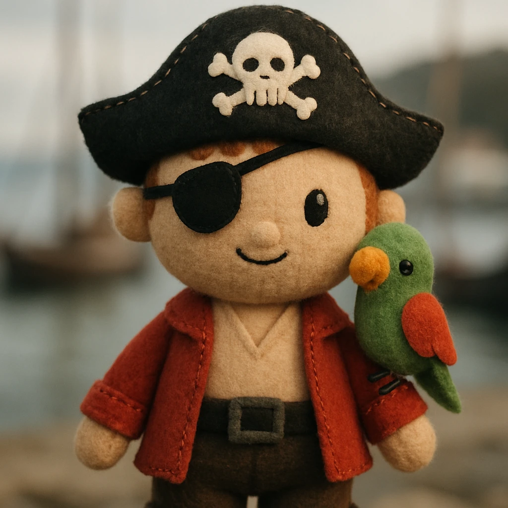 pirate with eye patch and parrot emoji