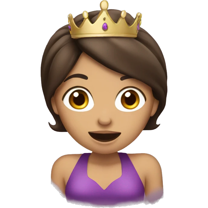 Princess brunette Latina eating eggplant emoji