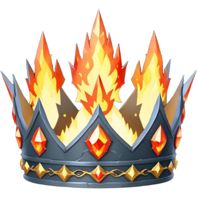 fantasy magic crown of fire and ash low poly emoji