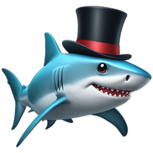 Shark with a top hat emoji