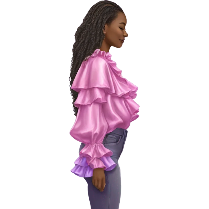 Realistic isolated side view of metallic pink color and pastel purple ombre  ruffle blouse.  emoji