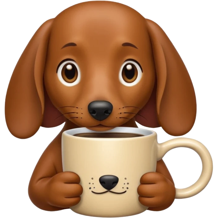 dachshund drinking morning coffee  emoji