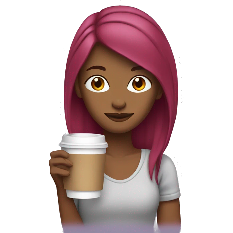 Girl with straight red/Purple hair drinking coffee cozy emoji