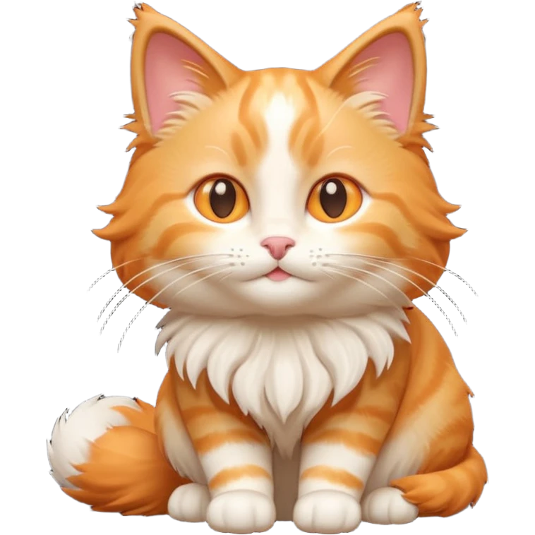 A 3D cartoon orange-ginger Ragdoll cat with gentle smile, fluffy tail, soft rim lighting, dreamy Memoji-style tone. emoji
