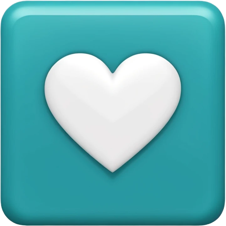 teal square with a white heart and a line at the bottom emoji