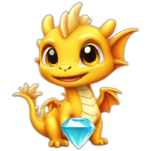 dragon cute diamond emoji