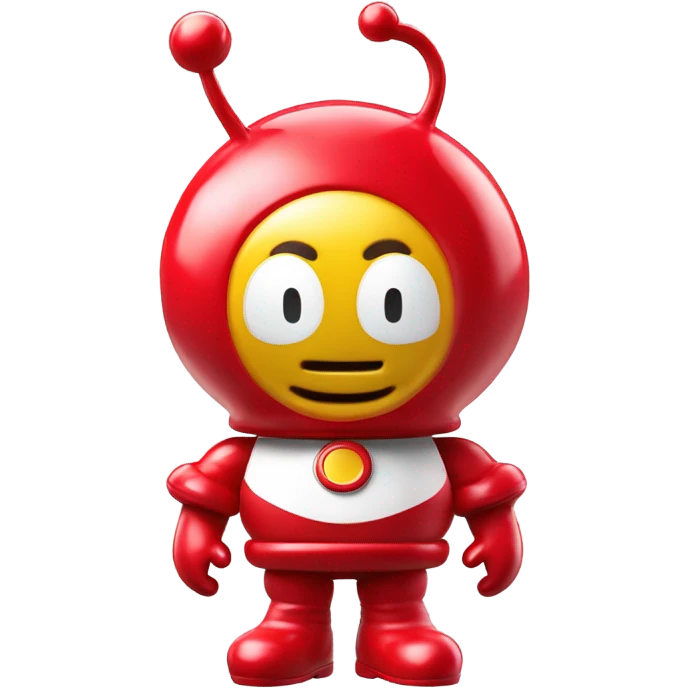 Very shiny full body pill medical Anpanman with big boots and antennae red and white colors only emoji