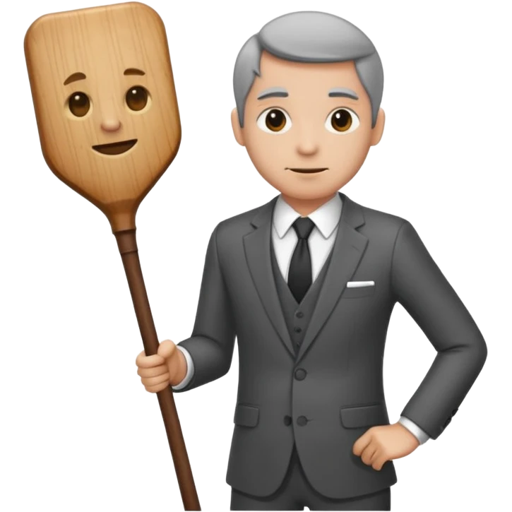 Give me a suit with pants and a wooden  stick  emoji