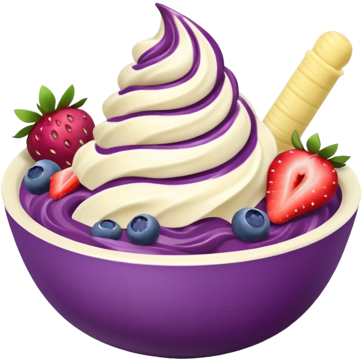 acai soft serve in a bowl with fruit emoji