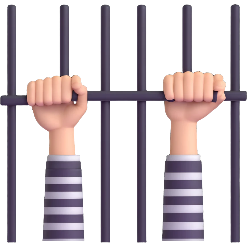 hands holding onto jail bars emoji