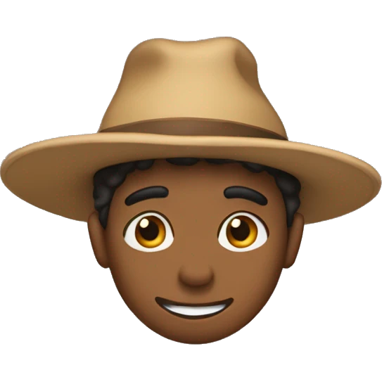 brown boy with the silliest veriest most silly hat ever! emoji