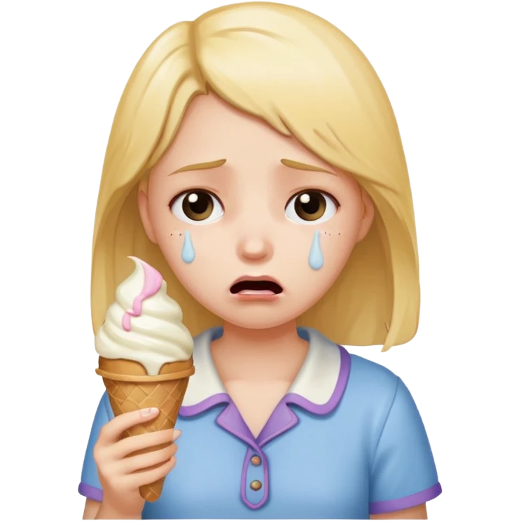 a crying girl with an ice cream  box emoji