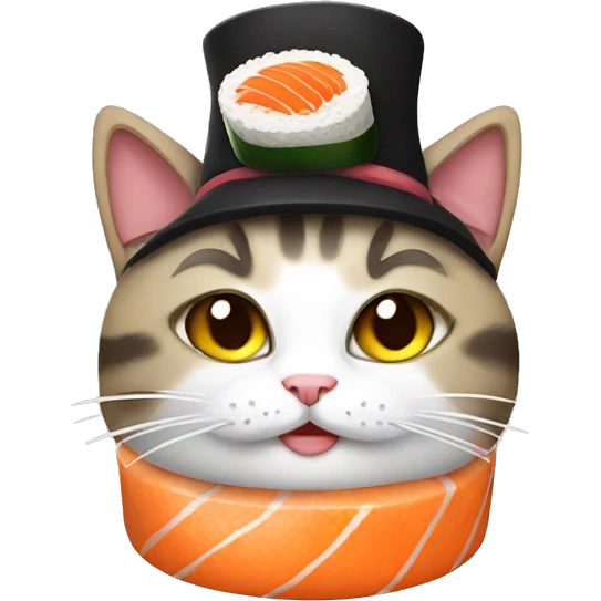 cat wearing sushi as a hat emoji