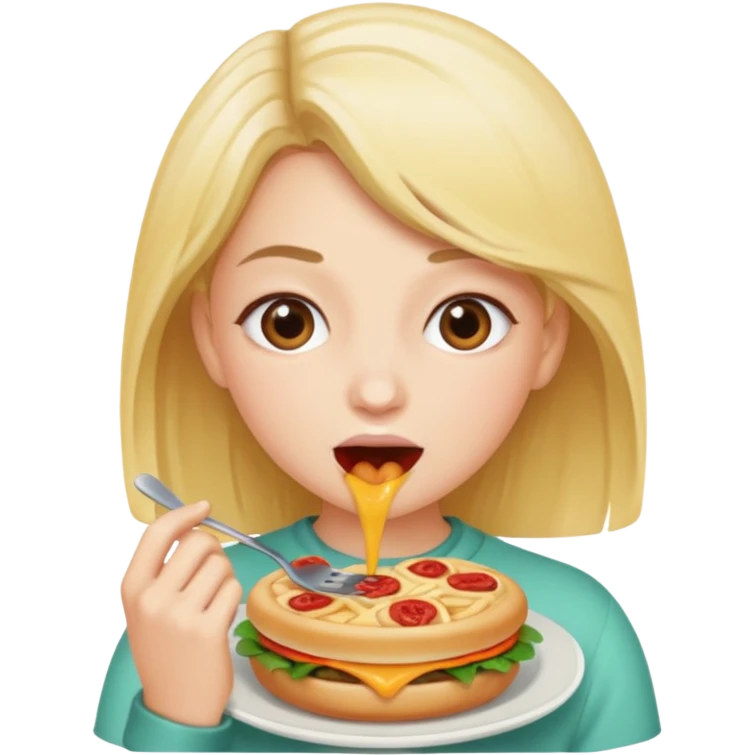 Mia eating food emoji