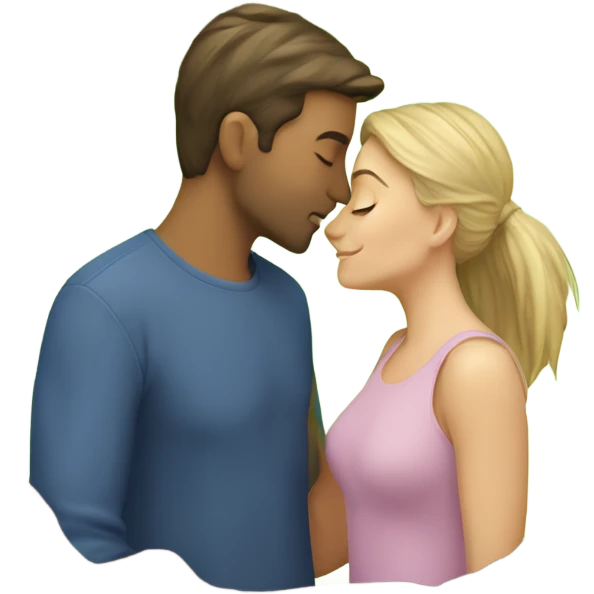 Caucasian Man and Caucasian woman kissing under a tree emoji