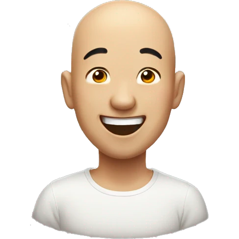 a bald Asian guy laughing a lot emoji