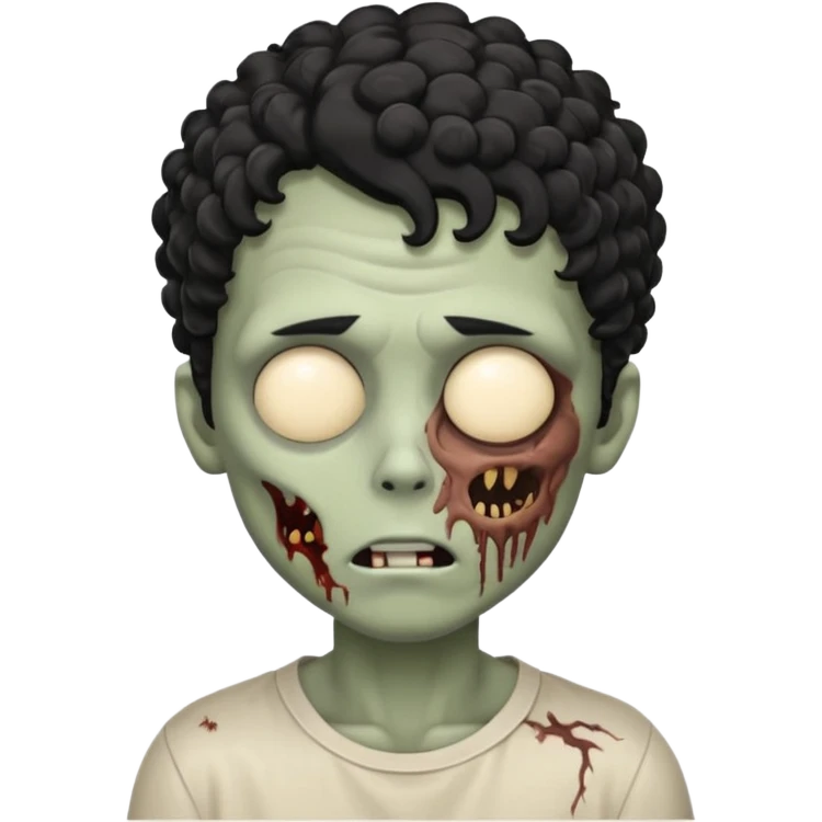 curly black hair zombie boy with one eye closed emoji emoji