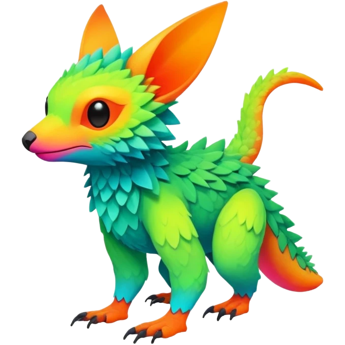 lush warm-colored colorful neon-colored Fakémon-Trico-creature (full body) emoji