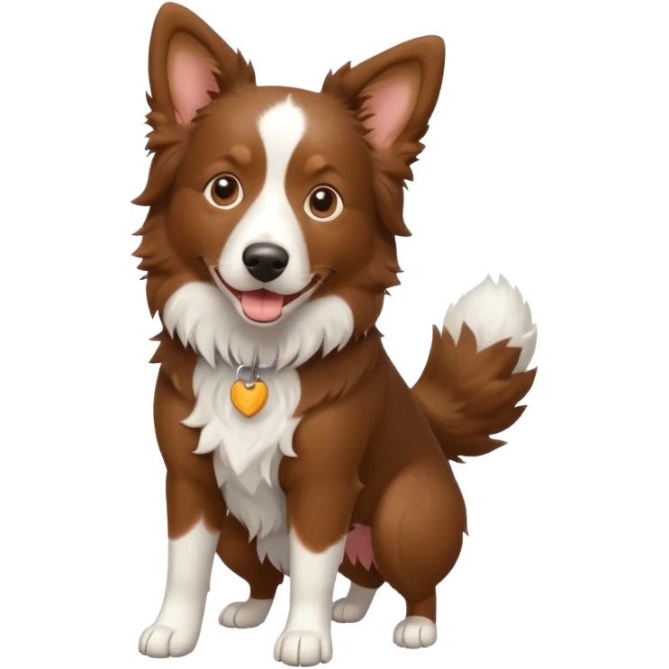 Brown border collie with a lot of energy emoji