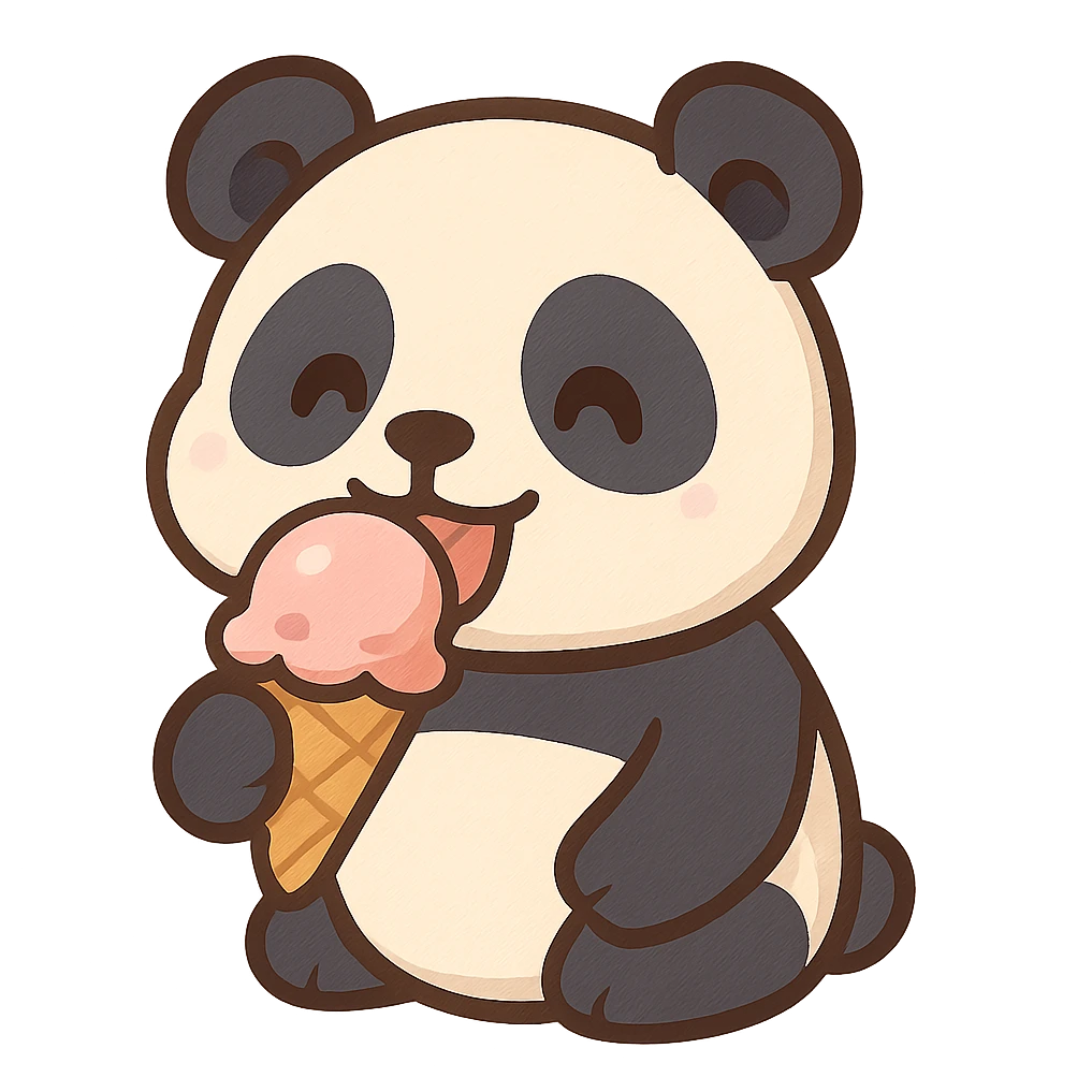 Panda eating ice cream emoji