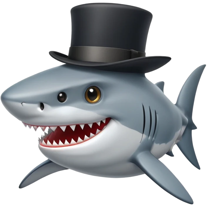 shark wearing a black top hat emoji