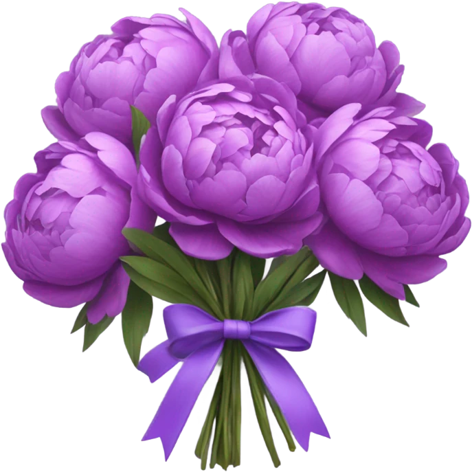 a bouquet of purple peonies tied with a light purple ribbon emoji