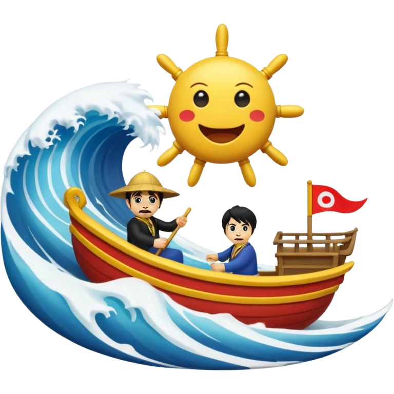 jimbei steering the thousand sunny on a giant wave emoji