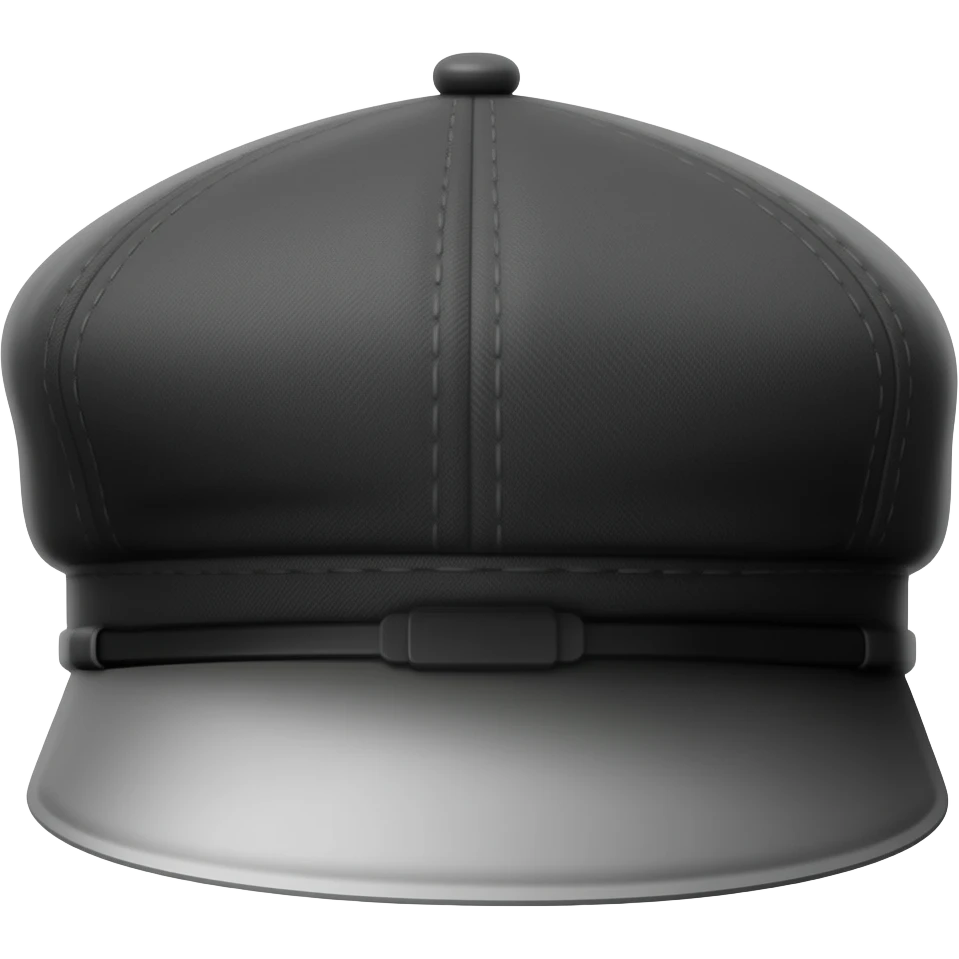 A black stylish flat military Brixton fashion cap newsboy’s cap, separated emoji