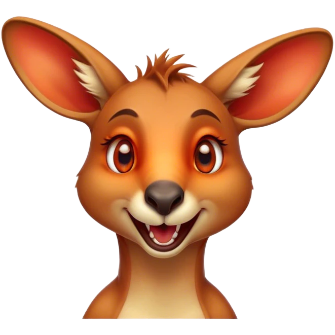 Cinematic Comical Kangaroo Portrait Emoji, Head tilted dramatically with an exaggeratedly amused expression, featuring a striking red-orange fur with a playful glint in its wide, expressive amber eyes, Simplified yet hilariously expressive features, highly detailed, glowing with a slightly sassy glow, high shine, dramatic yet playful, stylized with an air of cheeky outback mischief, bright and endearing, soft glowing outline, capturing the essence of a spirited and over‐the‐top kangaroo, so meme‐worthy it feels like it could bounce its way into internet fame instantly! emoji