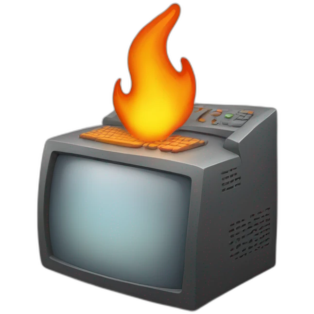 flaming computer emoji