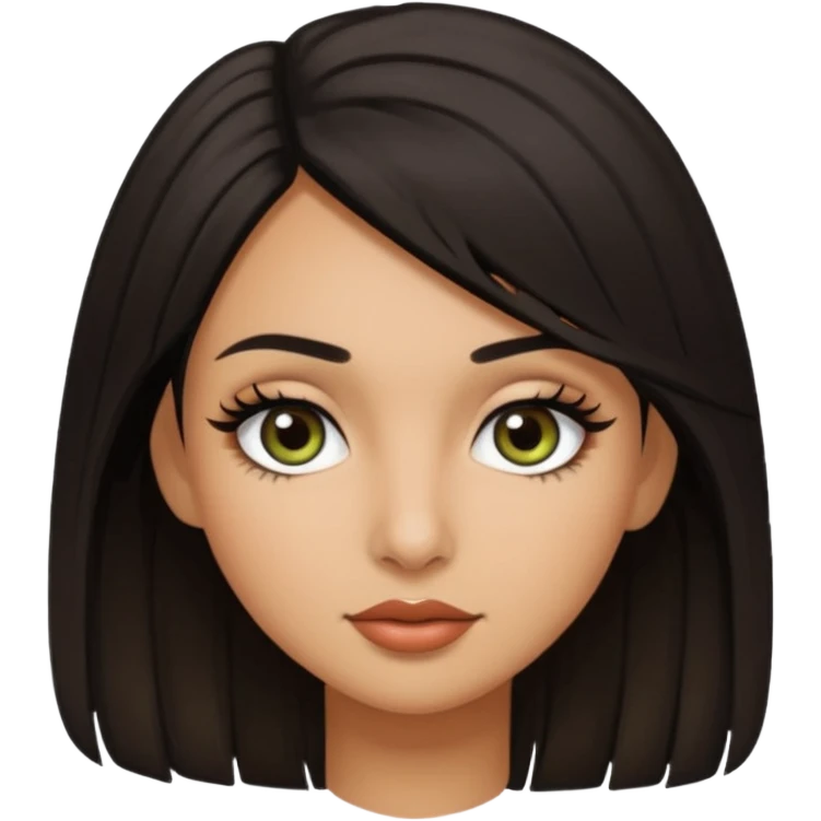 girl with olive skin dark medium hair  eyes long lashes  emoji