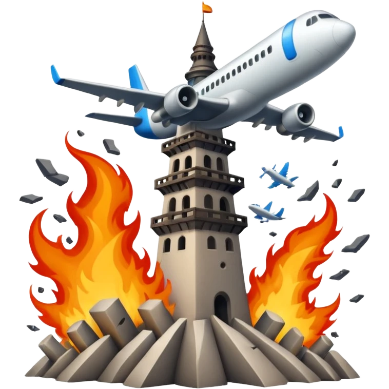 Plane hitting a tower emoji