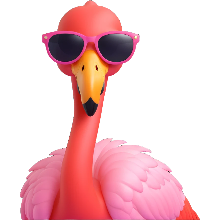 flamingo with sunglasses emoji