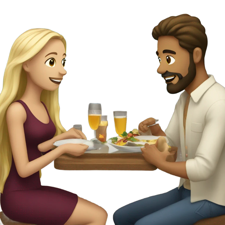 Puerto rican beard short brown hair getting dinner with with blond long hair girl  emoji