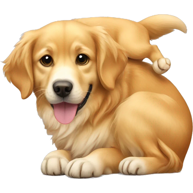 golden retriever with cat on its back emoji
