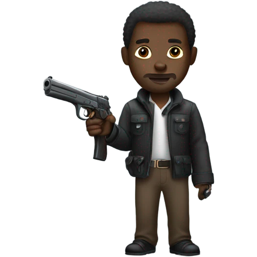 A black African guy with the gun emoji