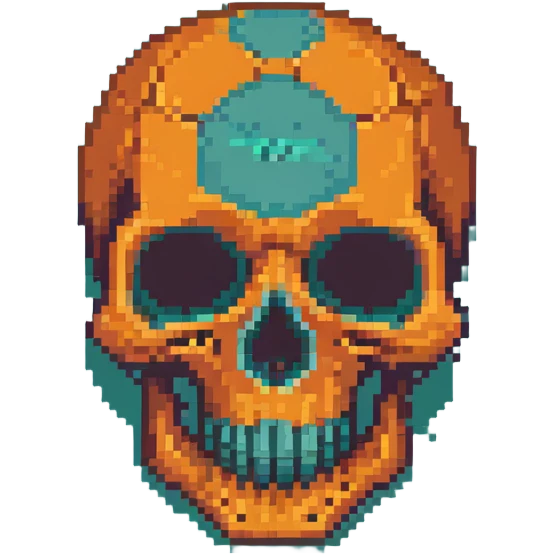 teal and orange skull emoji