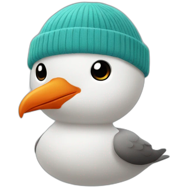 seagull in orange beanie emoji