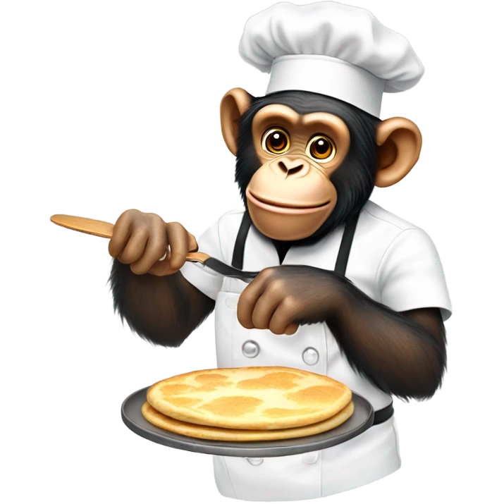 Chimpanzee chef making pancakes emoji