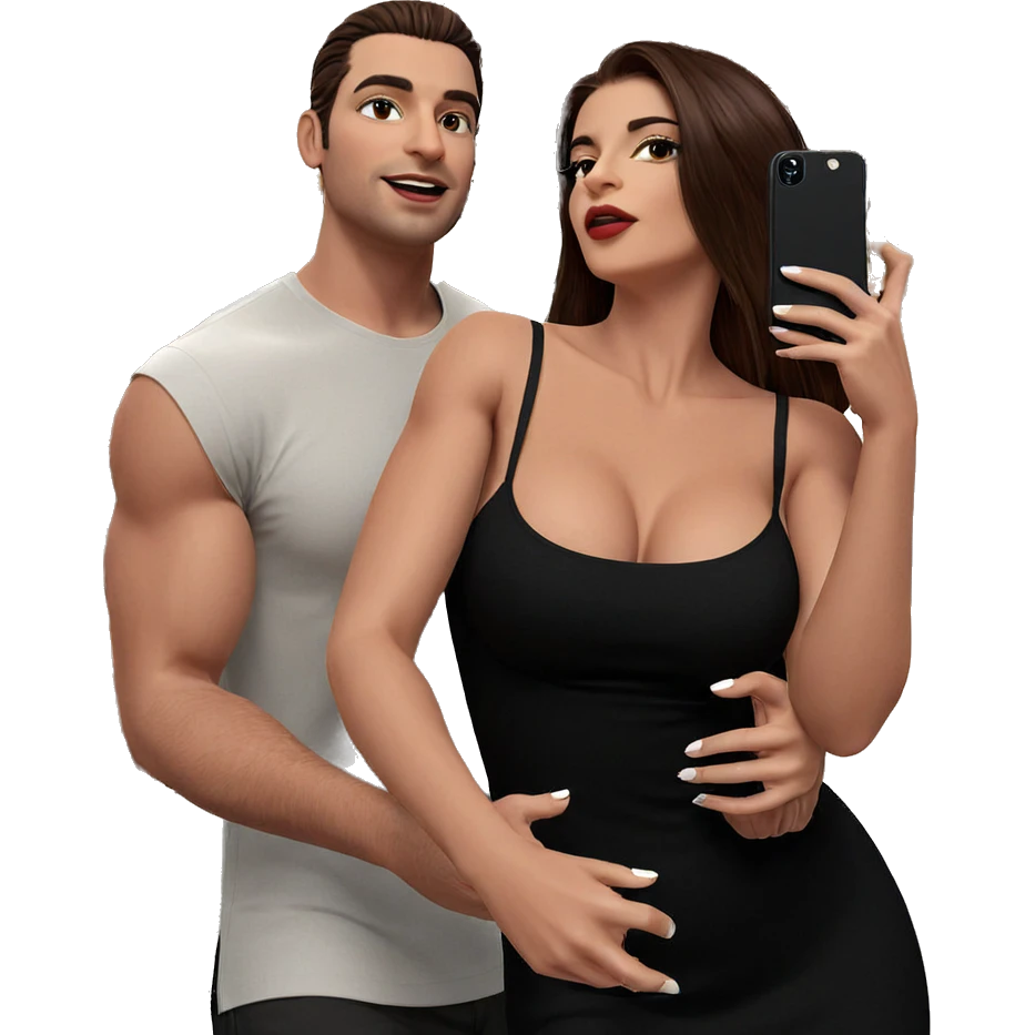 couple selfie in black dress emoji