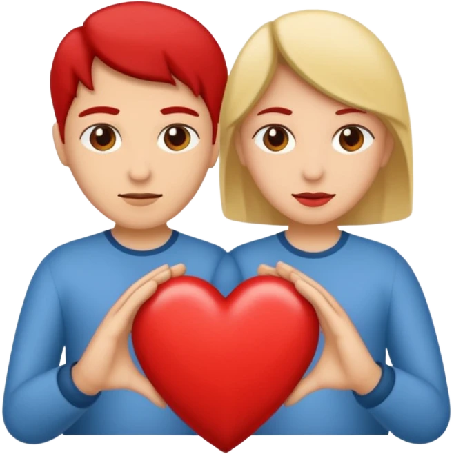 Dos personas en medio de un corazón partidos en dos emoji