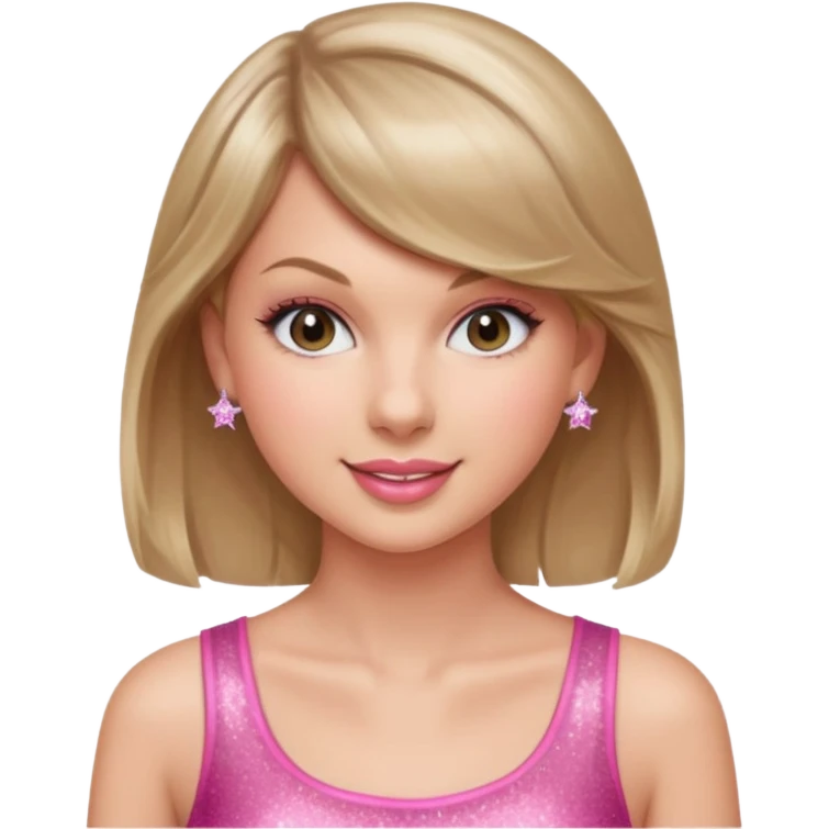 Taylor Swift smile in a sparkling pink top emoji