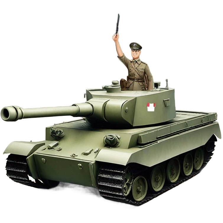 Tiger H1 tank with german officer on the tank cupola  emoji