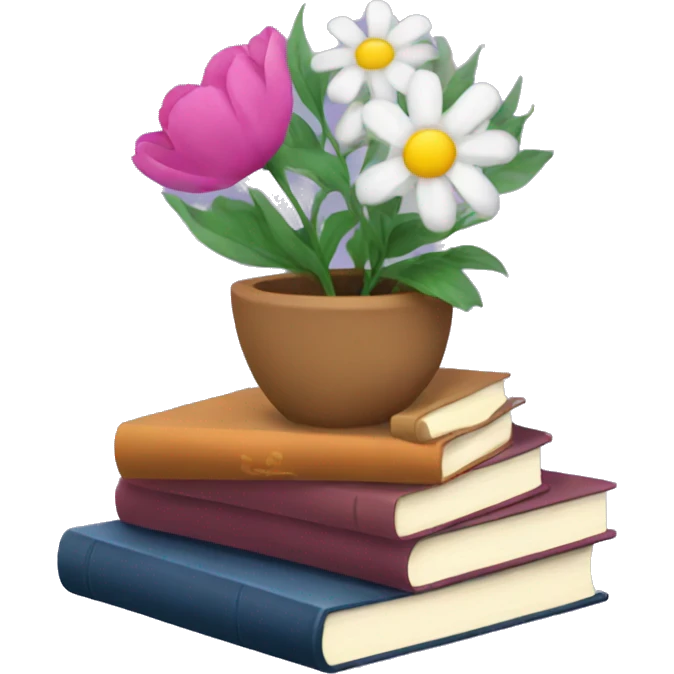 Books and flowers  emoji