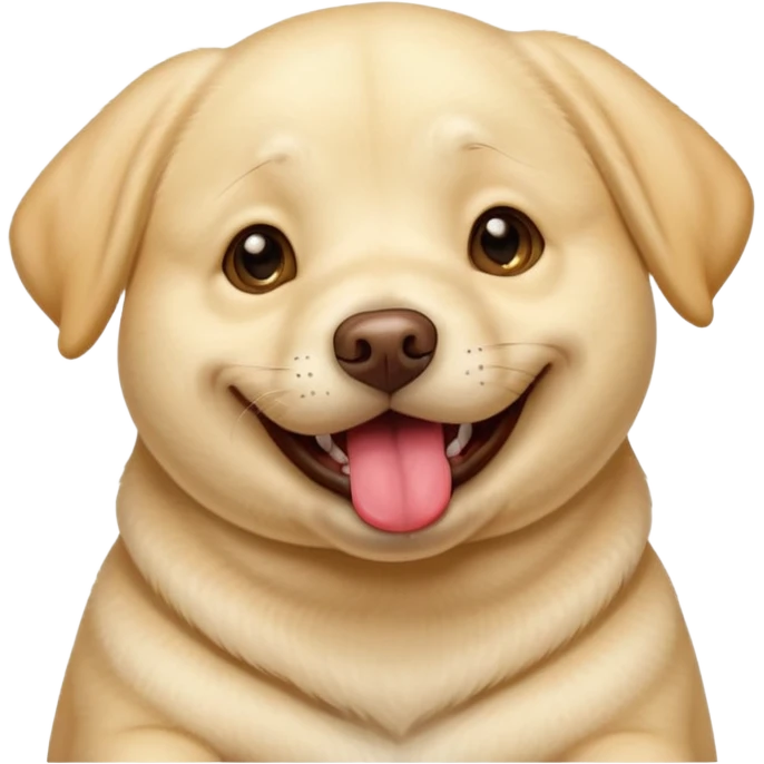 Light yellow English Labrador retriever big tongue chubby face happy playing emoji