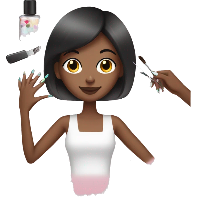 Brunette Girl getting a manicure at nail salon emoji