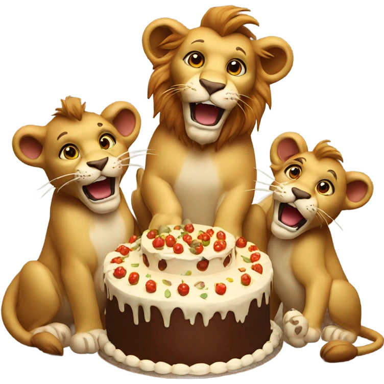 Lions eating cake emoji