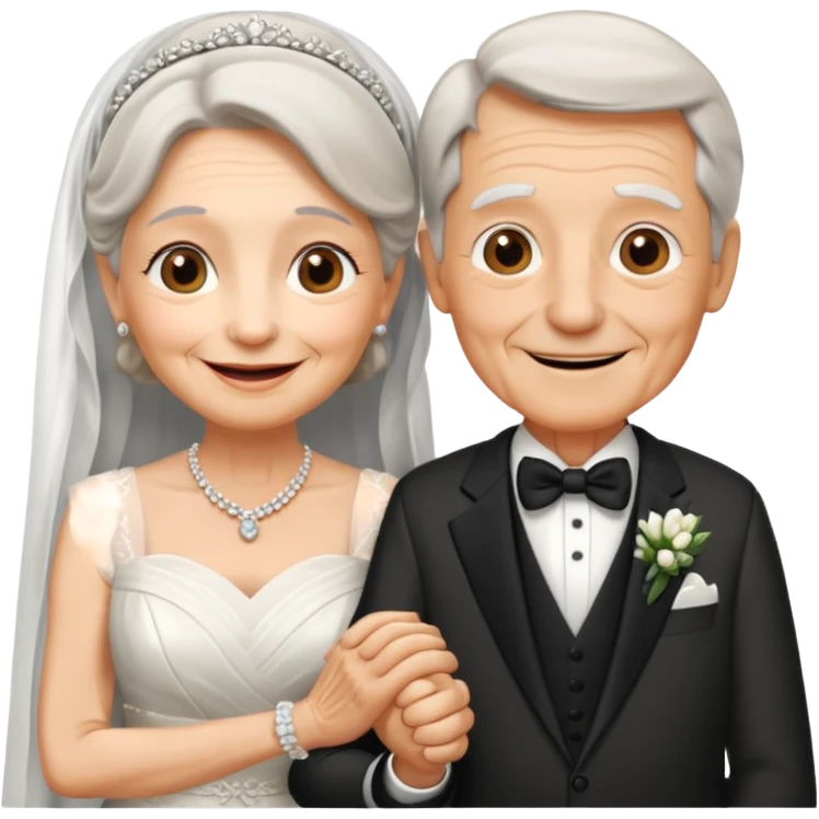old couple in wedding setup emoji
